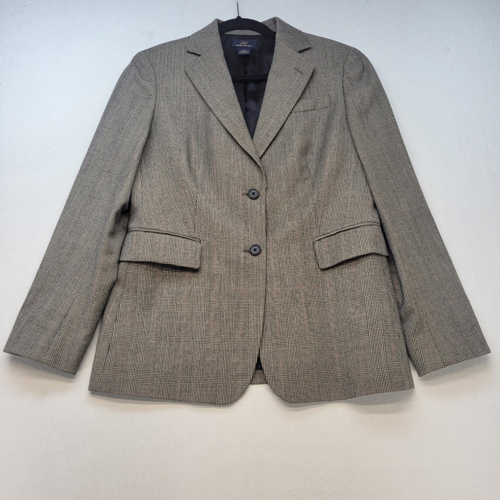Brooks Brothers 346 Blazer+Skirt 2-pc Set Women 8 Gray Plaid Wool A-Line Pleated - Picture 2 of 16